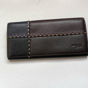 The Sak Elliott Luca Leather Bi-fold Wallet, black/brown. From estate used